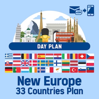 【eSIM】ヨーロッパを中心に33ヶ国で使えるプリペイドeSIMプラン/DAYプラン