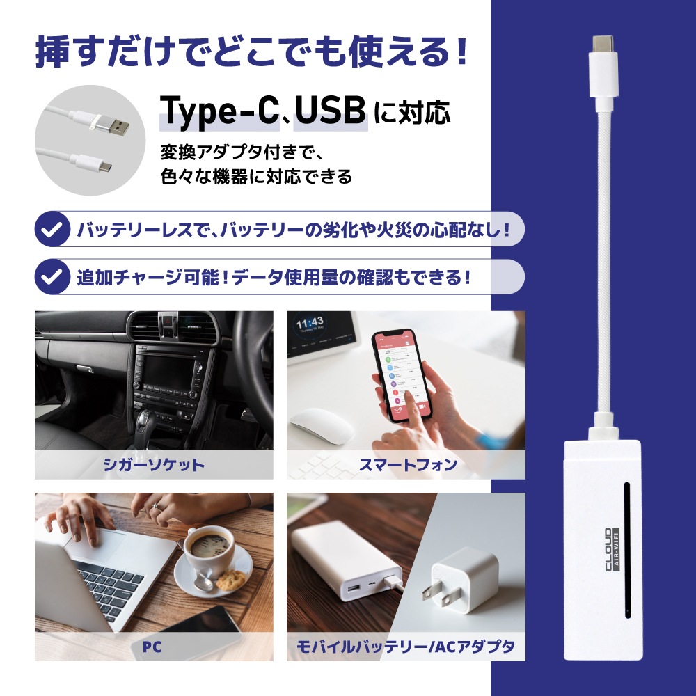 追加GBチャージ可能】USB型WIFI AIR-Stick 日本国内/海外向け