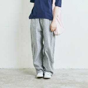 【予約】NARU(ナル) 先染めヒッコリーノッポパンツ 654810BE
