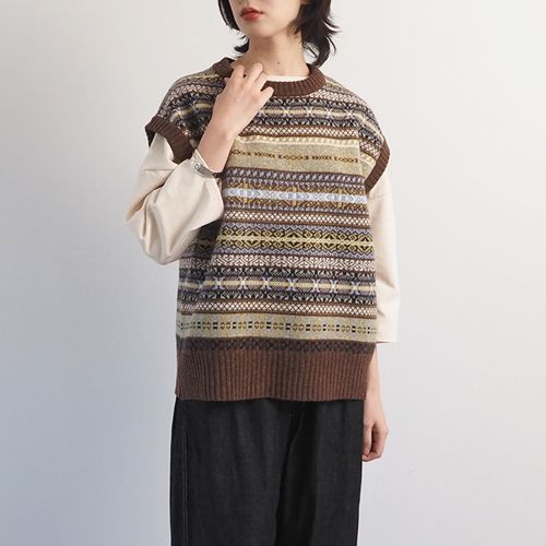 NARU(ナル) リシェス フェアアイル柄 ニットベスト 652710