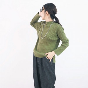新色入荷!NARU(ナル) 綿コーマランダムリブワイドニットハイネック 646711