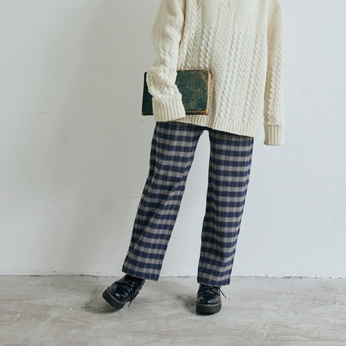 NARU(ナル) モナルーチェチェック両起毛 ストレートパンツ 652916