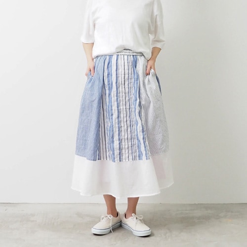 NARU(ナル) シャーリングストライプ 切替スカート 655905