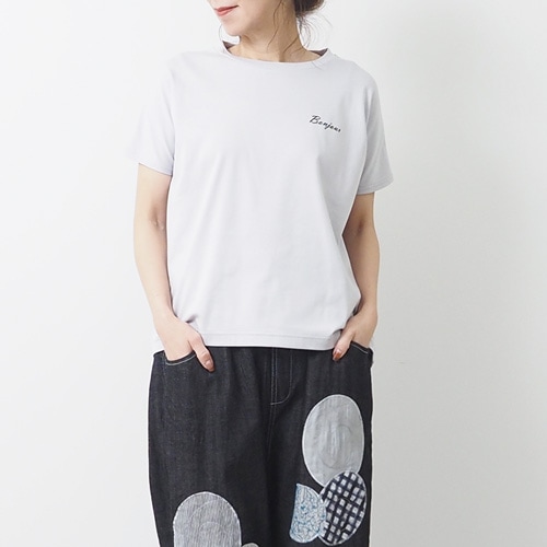 NARU(ナル) 115/2スビンプラチナムスムース bonjourプリントTシャツ
