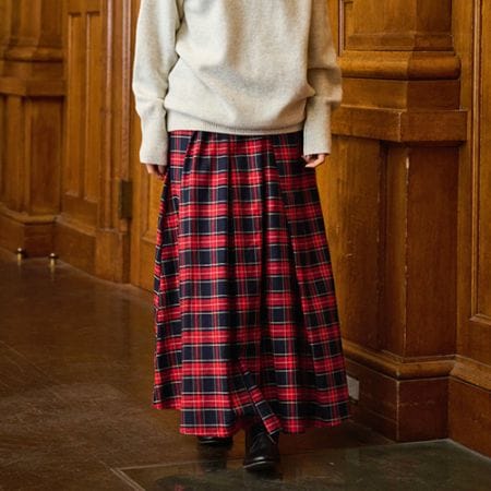 【予約】NARU(ナル) ロイヤルタータン タックロングスカート 656913