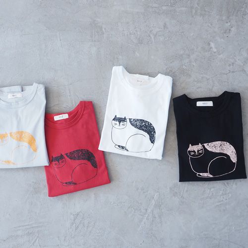 NARU(ナル) emoemo様コラボ ナチュラルソフト天竺 nekoTシャツ 667007