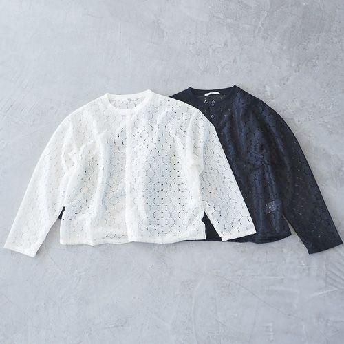 NARU(ナル) ラッセルレース クルーネックカーデ 665845