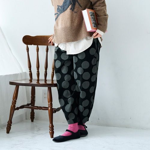 WEB限定！NARU(ナル) 21Wコール天ランダムドット エッグパンツ 6658801