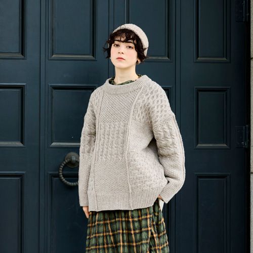 NARU(ナル) NATURAL COLORED WOOL 柄編みニット 665406