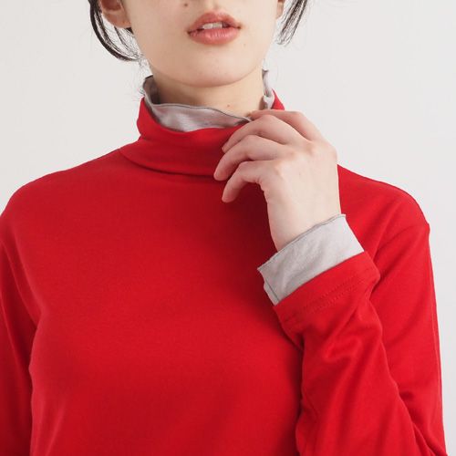 NARU(ナル) リヨセルハーフミラノリブ レイヤードタートル 666200