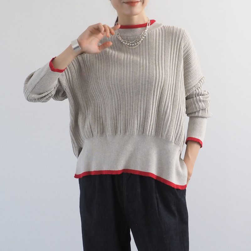 NARU(ナル) Hidamari Cotton ワイドリブバイカラーコモドニット 670710BF