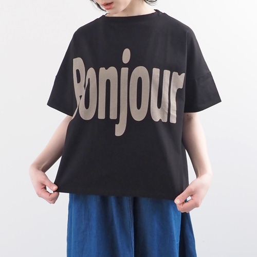 【予約】NARU(ナル) クールローレルスカイコット Bonjourプリントシャツ 671200