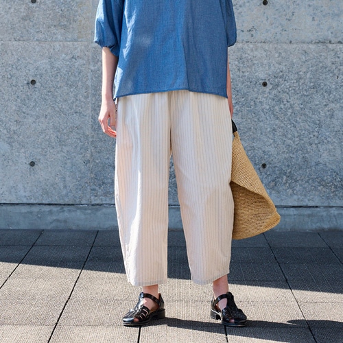 【予約】NARU(ナル) コットンクロスストライプワッシャー エッグパンツ 6708351