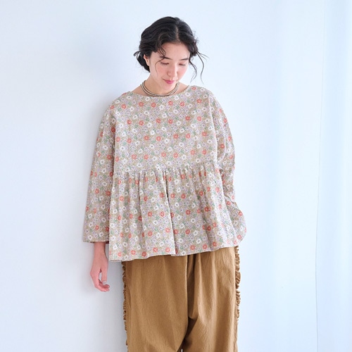 NARU(ナル) 80ローン塩縮ボタニカルフラワー ギャザーチュニック 670855