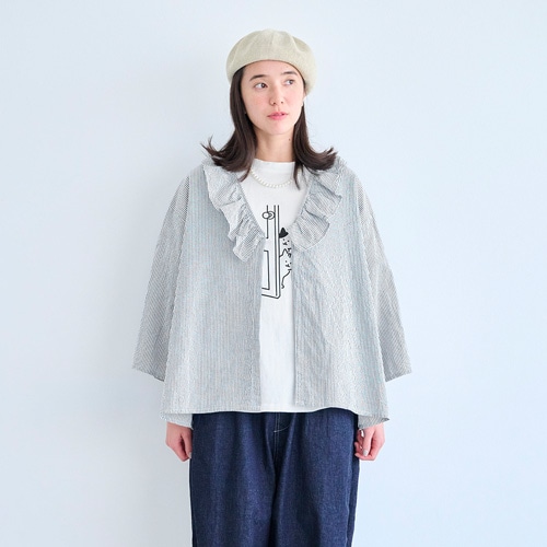 NARU(ナル) 40サッカーストライプ フリルシャツ 670850