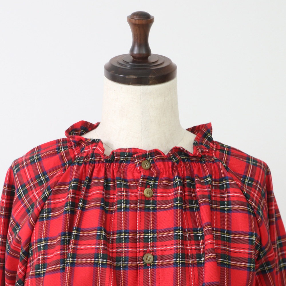 NARU(ナル) ロイヤルタータン フリルネックシャツ 665860