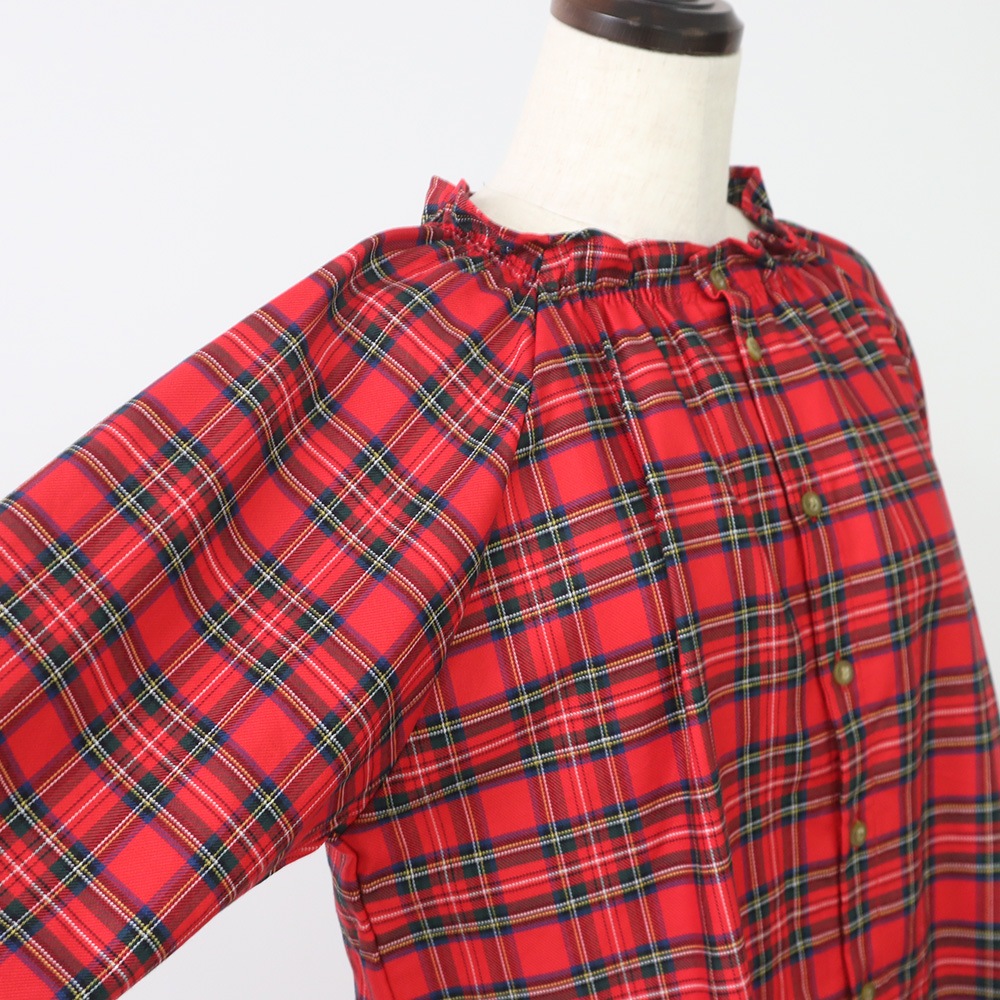 NARU(ナル) ロイヤルタータン フリルネックシャツ 665860