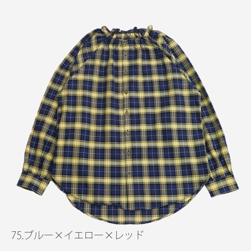 NARU(ナル) ロイヤルタータン フリルネックシャツ 665860