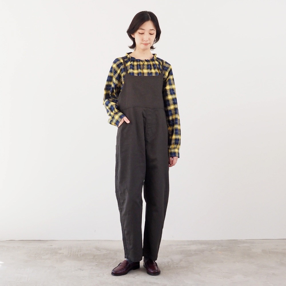 NARU(ナル) ロイヤルタータン フリルネックシャツ 665860