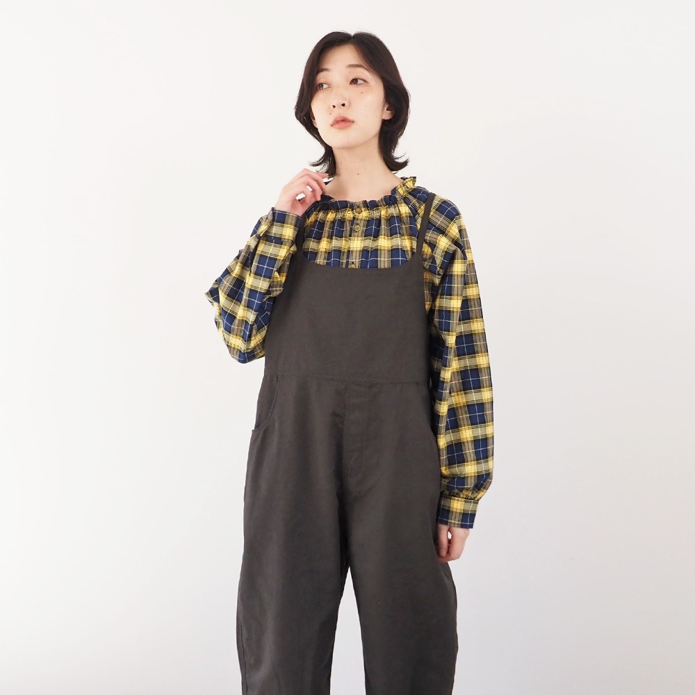 NARU(ナル) ロイヤルタータン フリルネックシャツ 665860