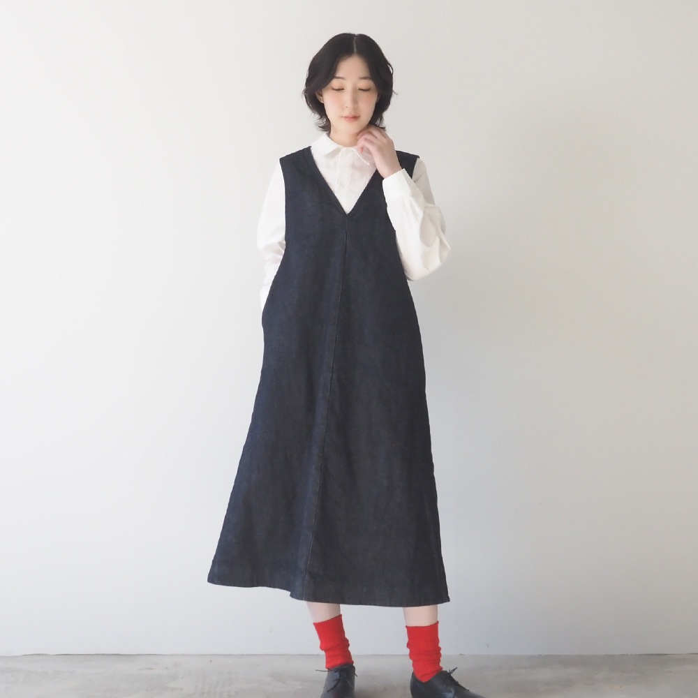 NARU(ナル) 12.5ozストレッチデニム裏起毛 ジャンパースカート 669802