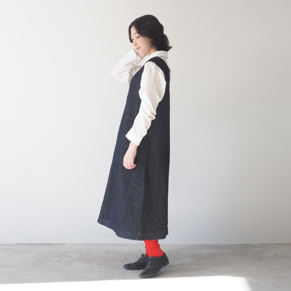 NARU(ナル) 12.5ozストレッチデニム裏起毛 ジャンパースカート 669802