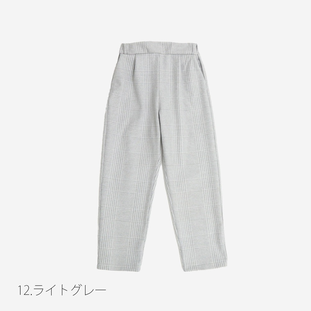 NARU(ナル) WOOLET杢グレンチェック タックパンツ 656237