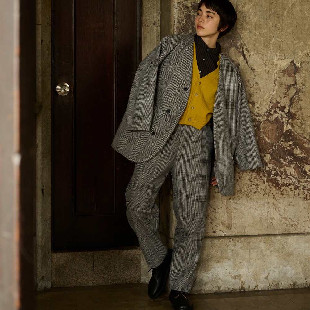 NARU(ナル) WOOLET杢グレンチェック タックパンツ 656237 | 残りわずか