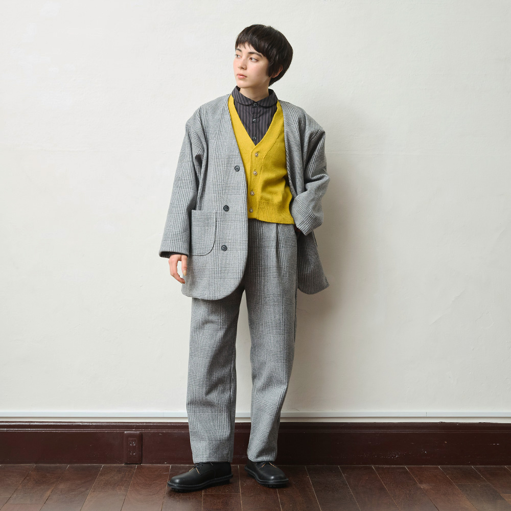 NARU(ナル) WOOLET杢グレンチェック タックパンツ 656237 | all_items