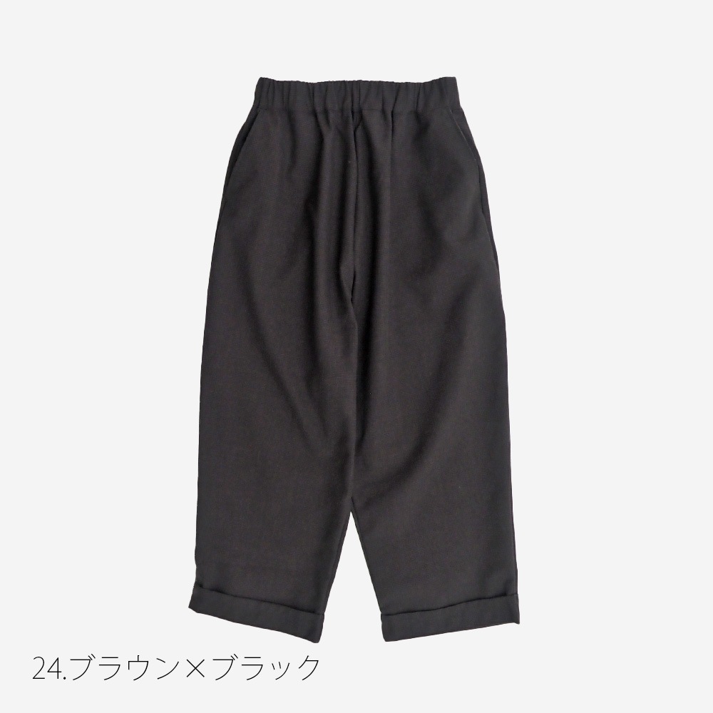 NARU(ナル) 綿麻ウール千鳥 ロールアップカフェパンツ 659927