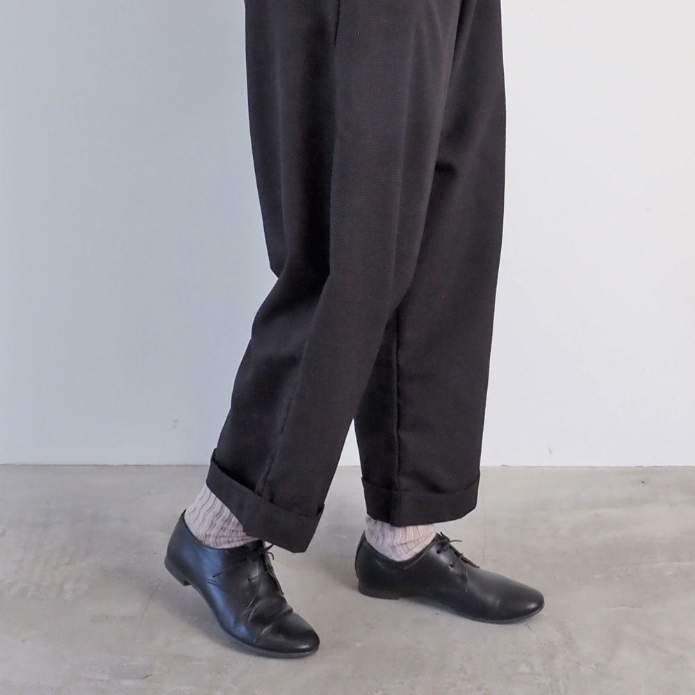 NARU(ナル) 綿麻ウール千鳥 ロールアップカフェパンツ 659927