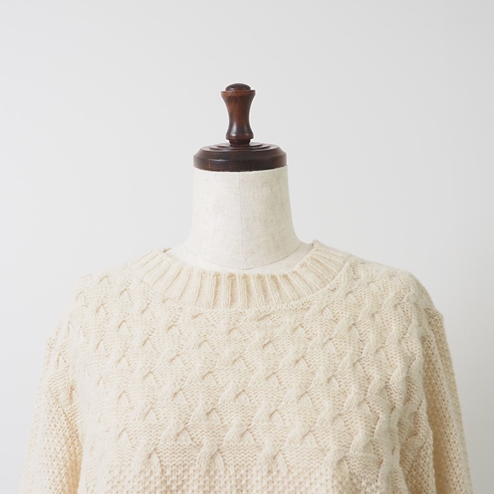 NARU(ナル) ミラノラム アンティークバスケット柄バイカラーニット 656405