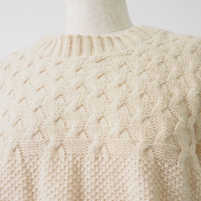 NARU(ナル) ミラノラム アンティークバスケット柄バイカラーニット 656405