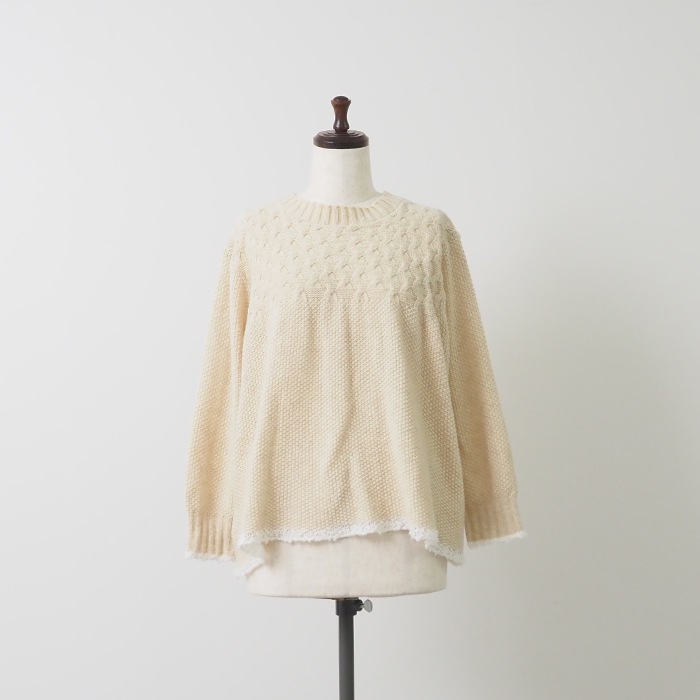 NARU(ナル) ミラノラム アンティークバスケット柄バイカラーニット 656405