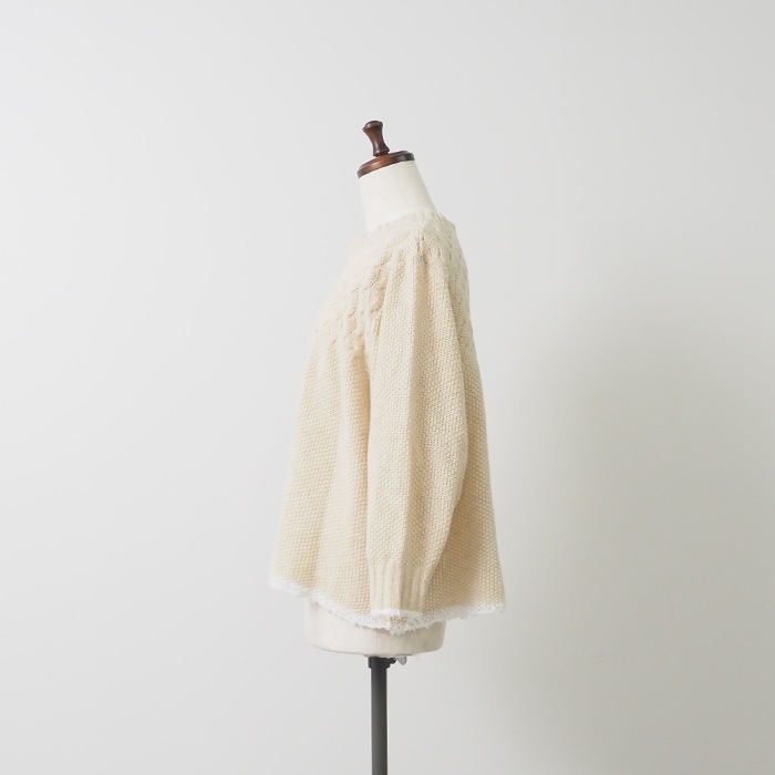 NARU(ナル) ミラノラム アンティークバスケット柄バイカラーニット 656405