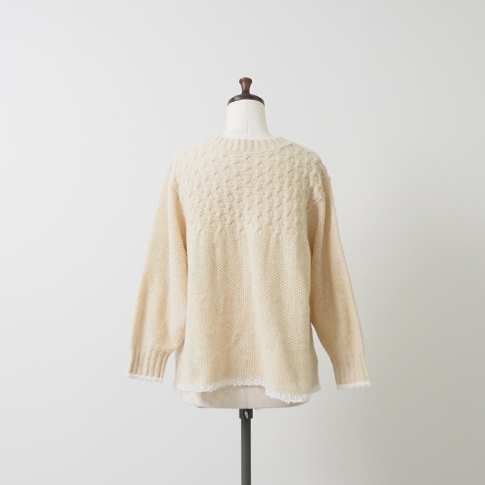 NARU(ナル) ミラノラム アンティークバスケット柄バイカラーニット 656405