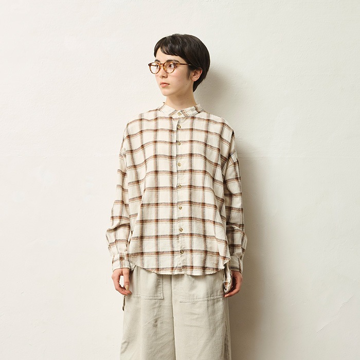 NARU(ナル) 20綿麻起毛チェック スミスシャツ 656805