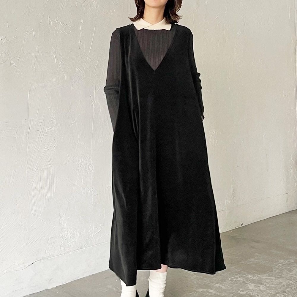 【予約】【あさこさんコラボ】NARU(ナル) コンパクトベロア ジャンパースカート 6W-ask-01