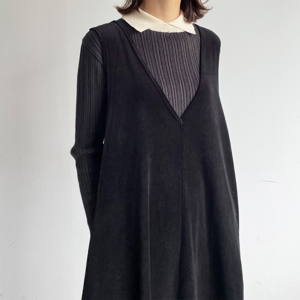 【予約】【あさこさんコラボ】NARU(ナル) コンパクトベロア ジャンパースカート 6W-ask-01