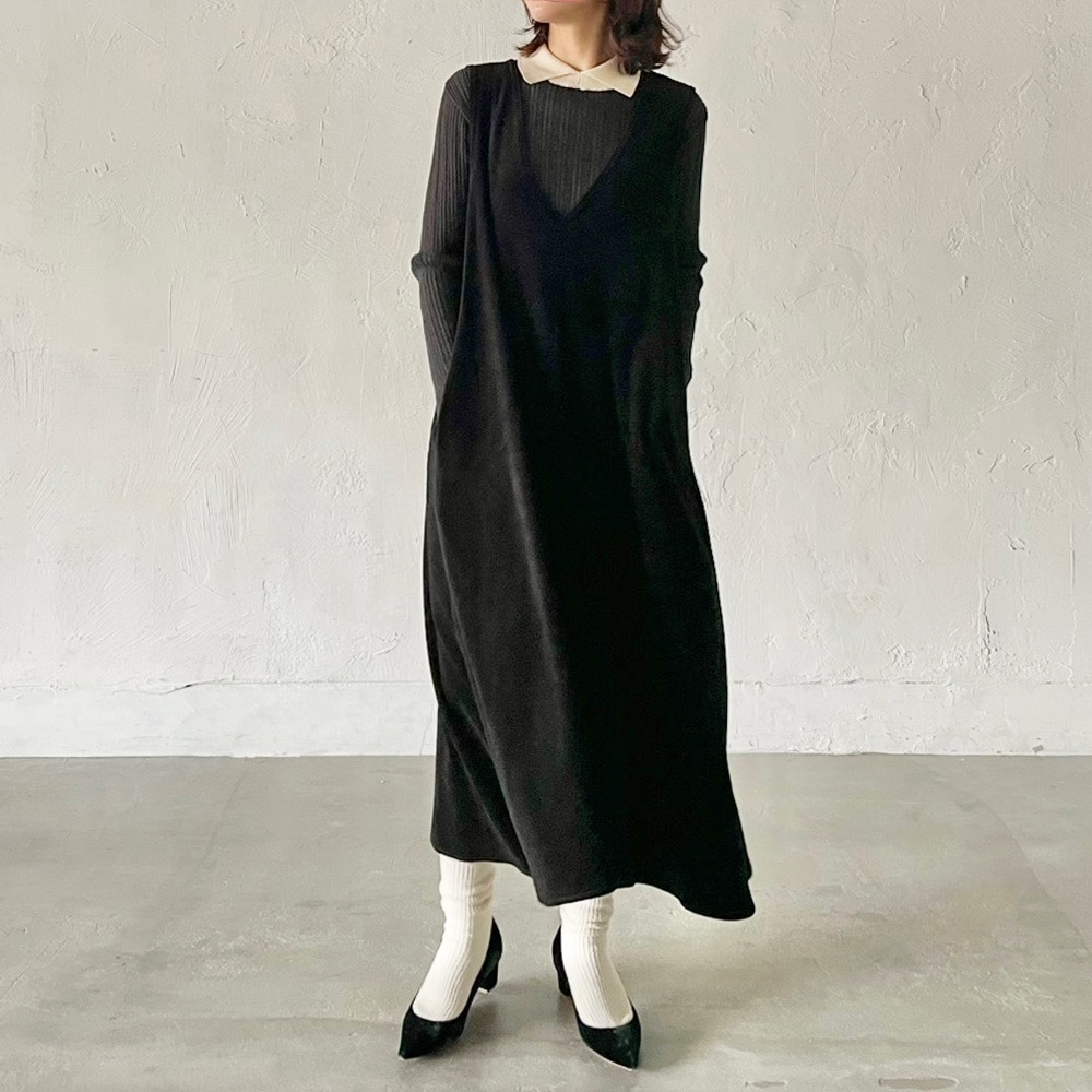 【予約】【あさこさんコラボ】NARU(ナル) コンパクトベロア ジャンパースカート 6W-ask-01