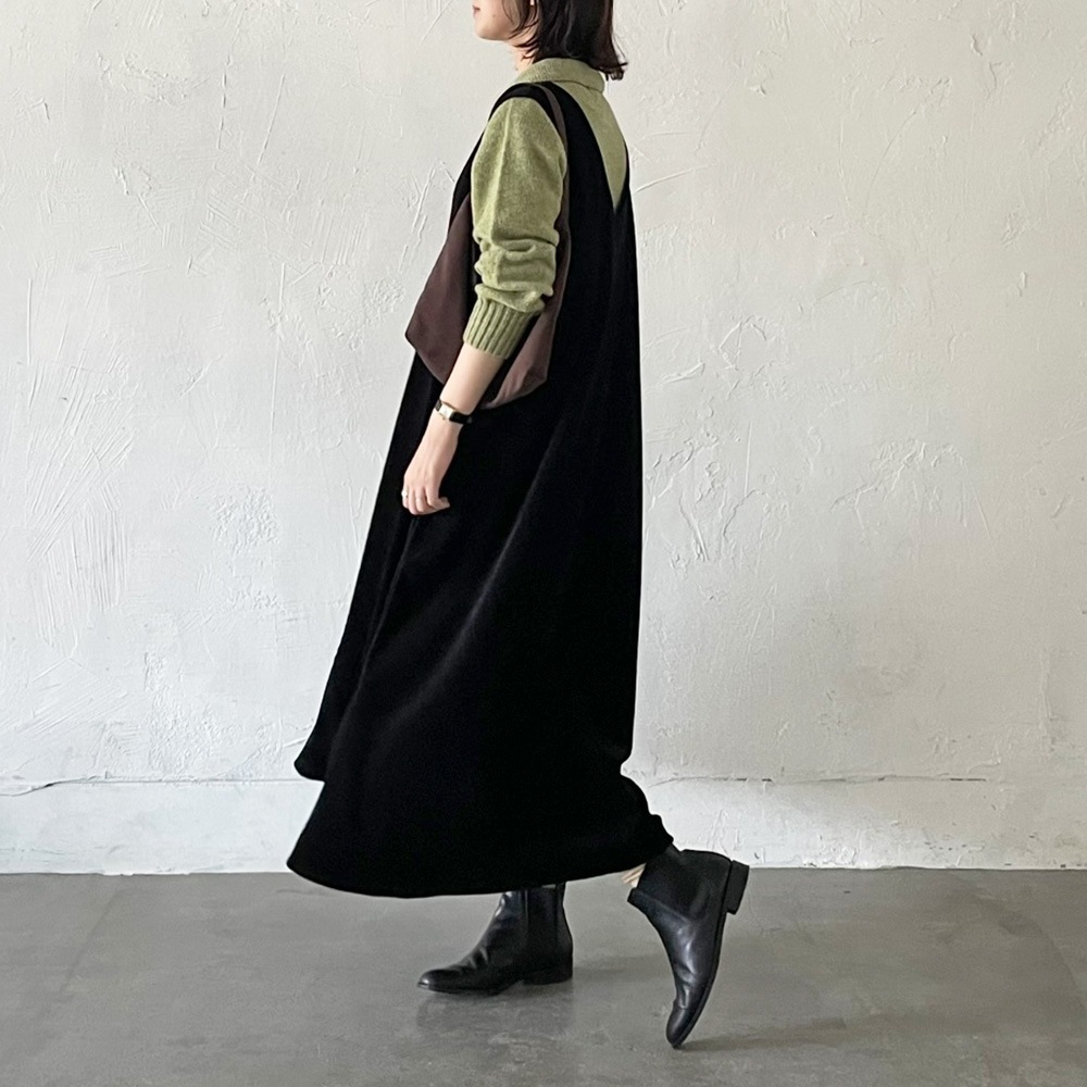 【予約】【あさこさんコラボ】NARU(ナル) コンパクトベロア ジャンパースカート 6W-ask-01