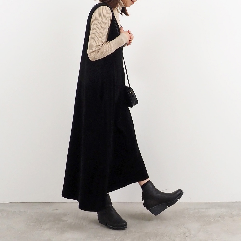 【予約】【あさこさんコラボ】NARU(ナル) コンパクトベロア ジャンパースカート 6W-ask-01