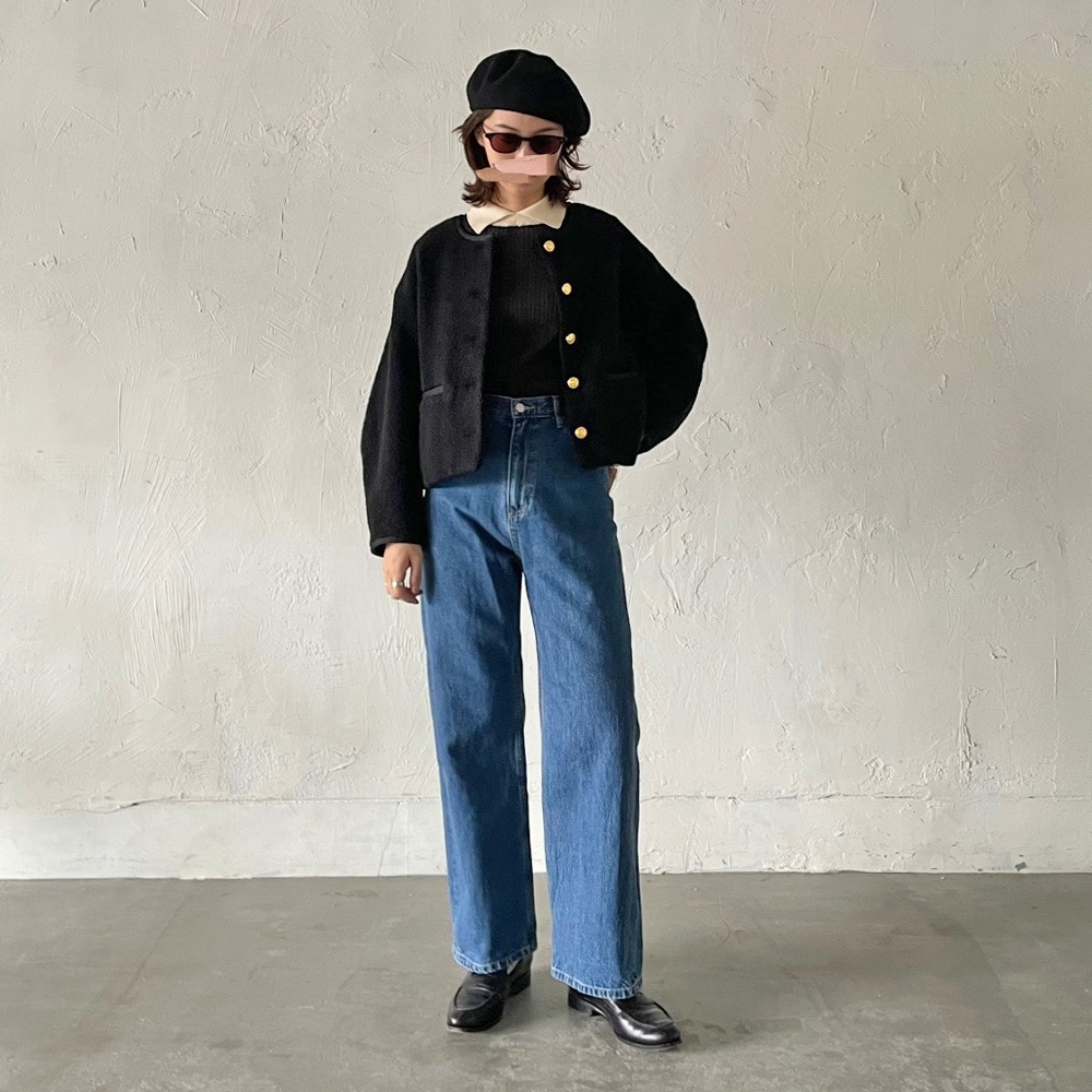 【予約】【あさこさんコラボ】NARU(ナル) ランダムリブ シャツカラーニット 6W-ask-02