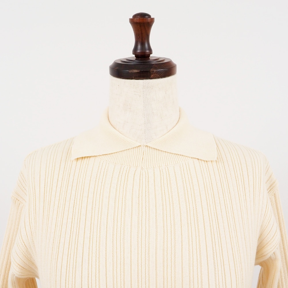 【予約】【あさこさんコラボ】NARU(ナル) ランダムリブ シャツカラーニット 6W-ask-02