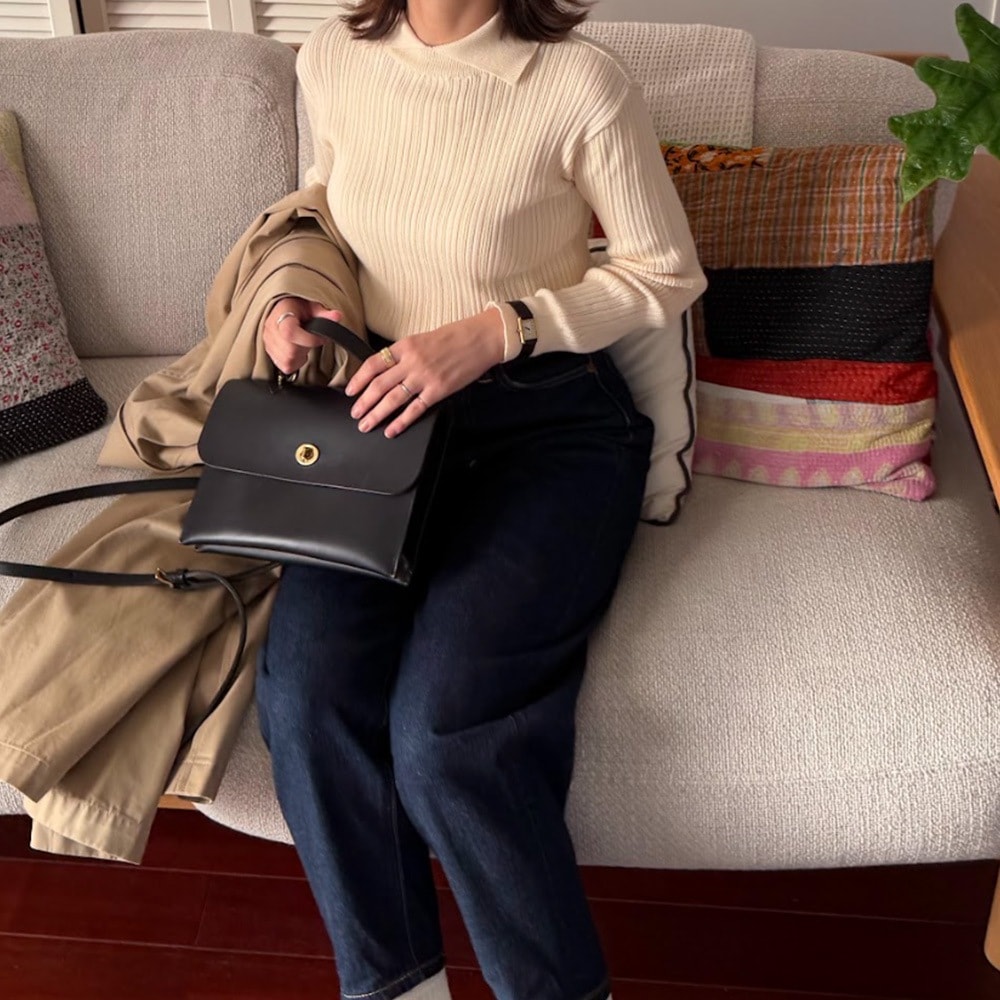 【予約】【あさこさんコラボ】NARU(ナル) ランダムリブ シャツカラーニット 6W-ask-02