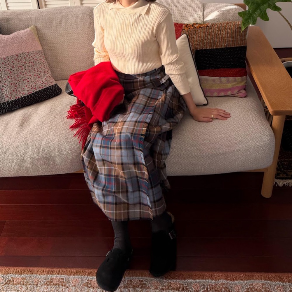 【予約】【あさこさんコラボ】NARU(ナル) ランダムリブ シャツカラーニット 6W-ask-02