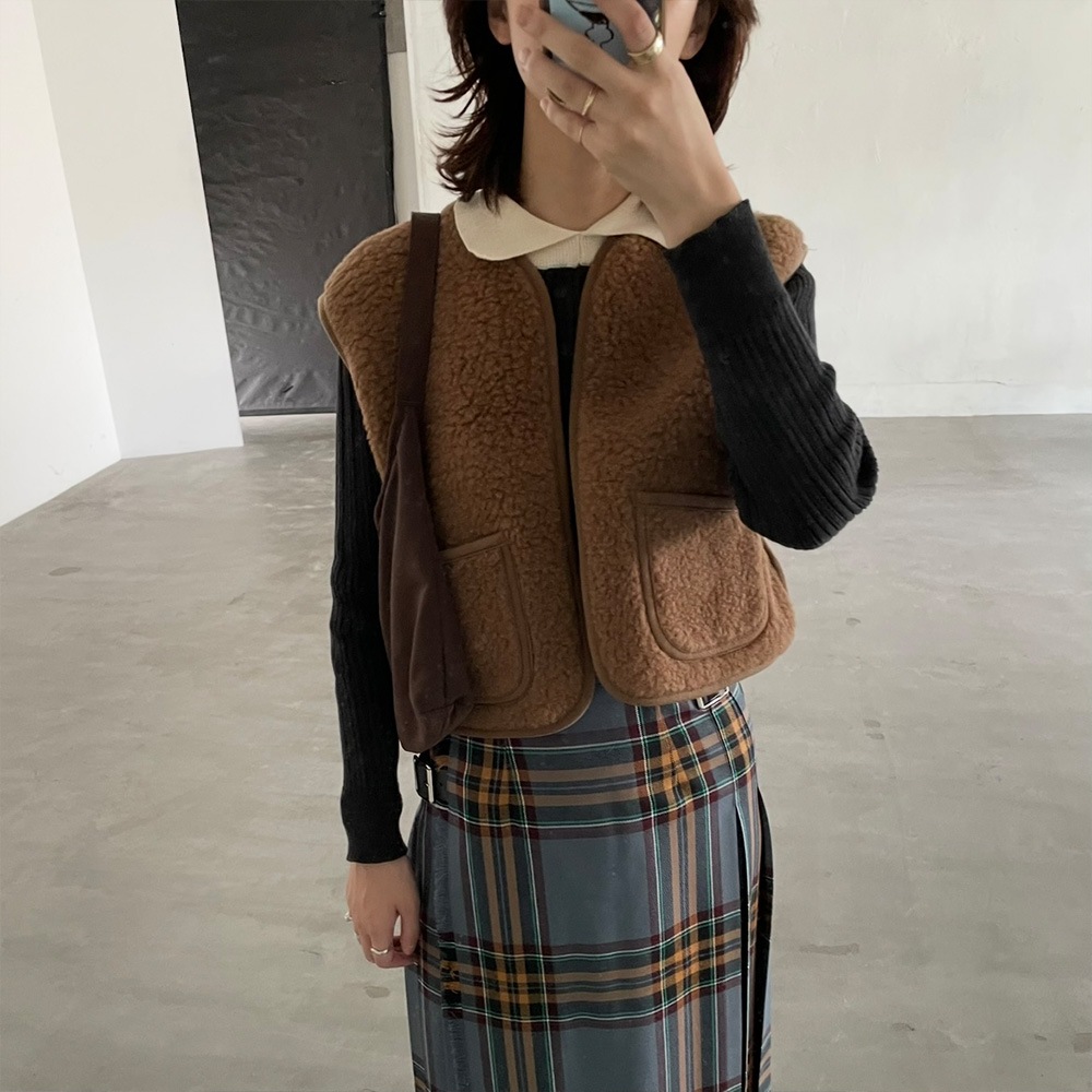 【予約】【あさこさんコラボ】NARU(ナル) ランダムリブ シャツカラーニット 6W-ask-02