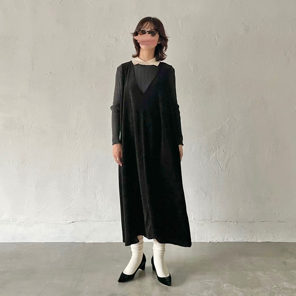 【予約】【あさこさんコラボ】NARU(ナル) ランダムリブ シャツカラーニット 6W-ask-02