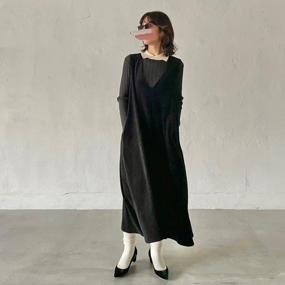 【予約】【あさこさんコラボ】NARU(ナル) ランダムリブ シャツカラーニット 6W-ask-02