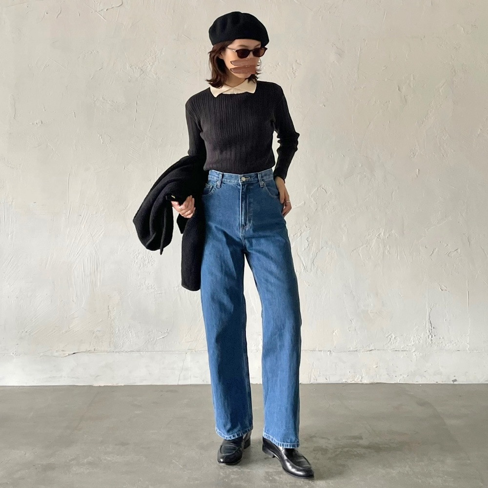 【予約】【あさこさんコラボ】NARU(ナル) ランダムリブ シャツカラーニット 6W-ask-02